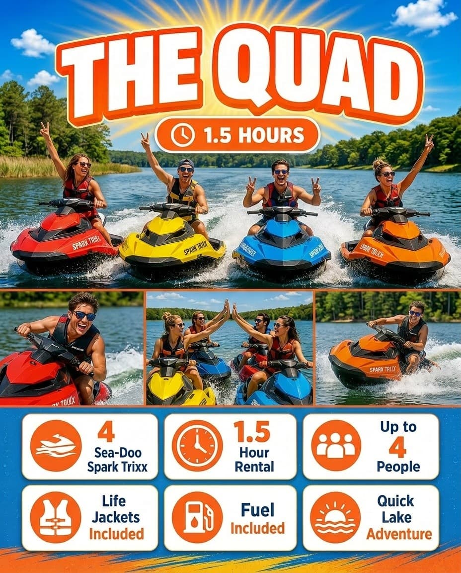 The Quad: Four-Jet-Ski Rides Near Chapel Hill for High-Speed Group Fun