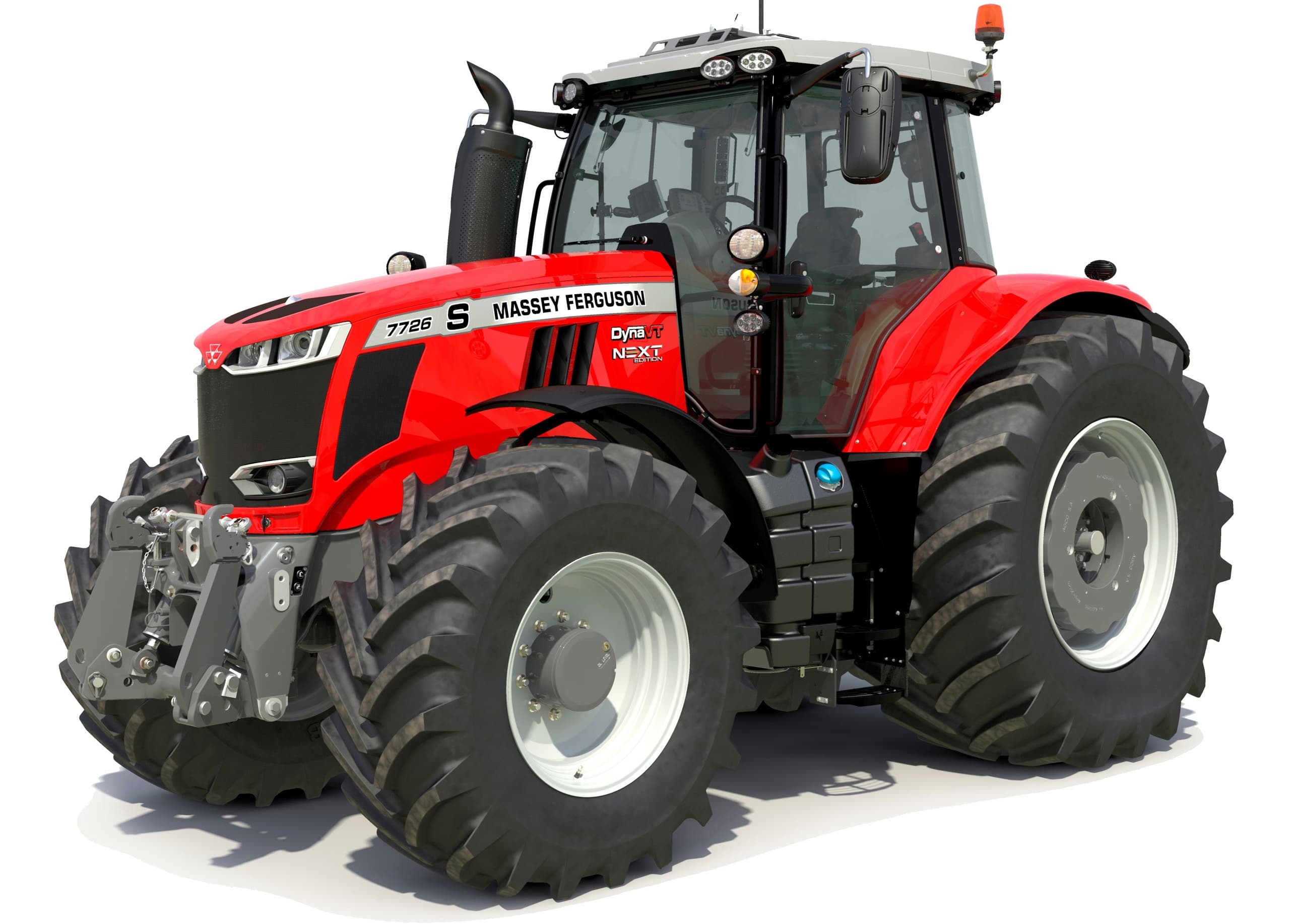 Red Massey Ferguson tractor for farm work, rural agricultural scene