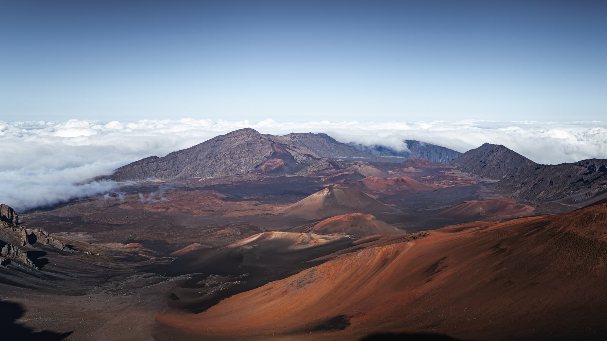 Panoramic volcanic crater landscape on Haleakalā summit