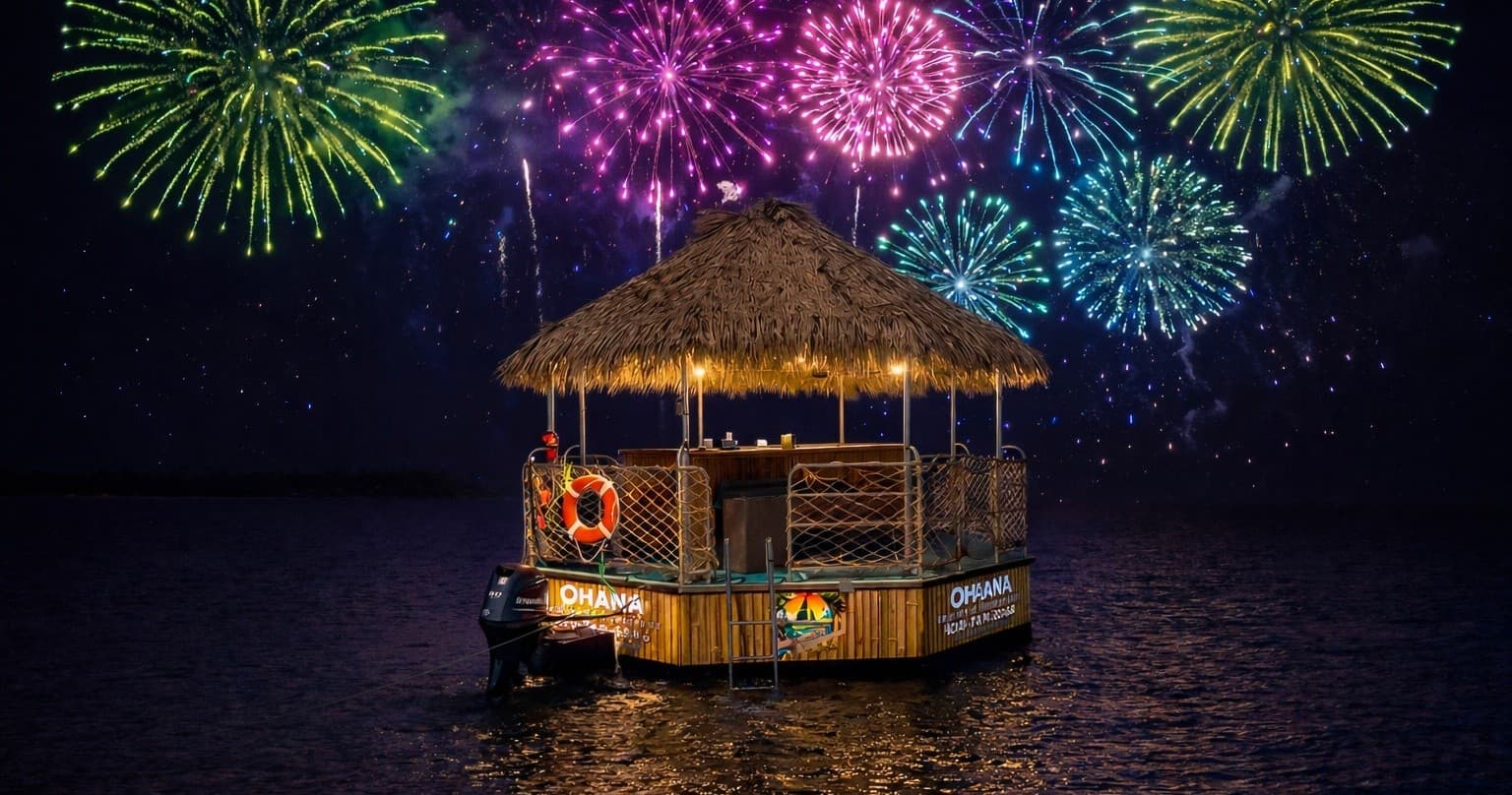 Sunset Fireworks & Dolphin Tiki Tour on Grand Lagoon, Panama City Beach