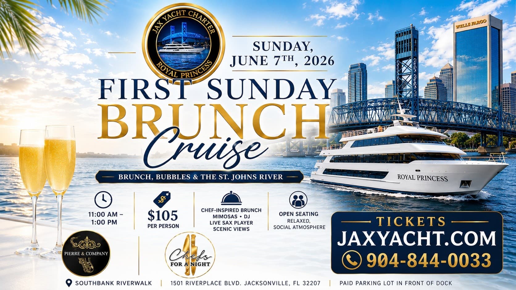 Brunch Cruise on the Royal Princess: St. Johns River Skyline & Dolphin Sightings