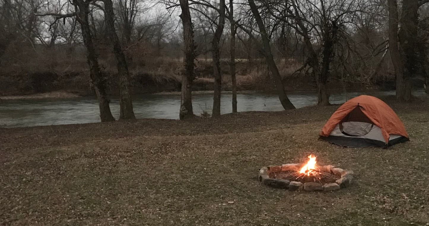Primitive Campsite at Gypsy Camp and Canoe in Siloam Springs