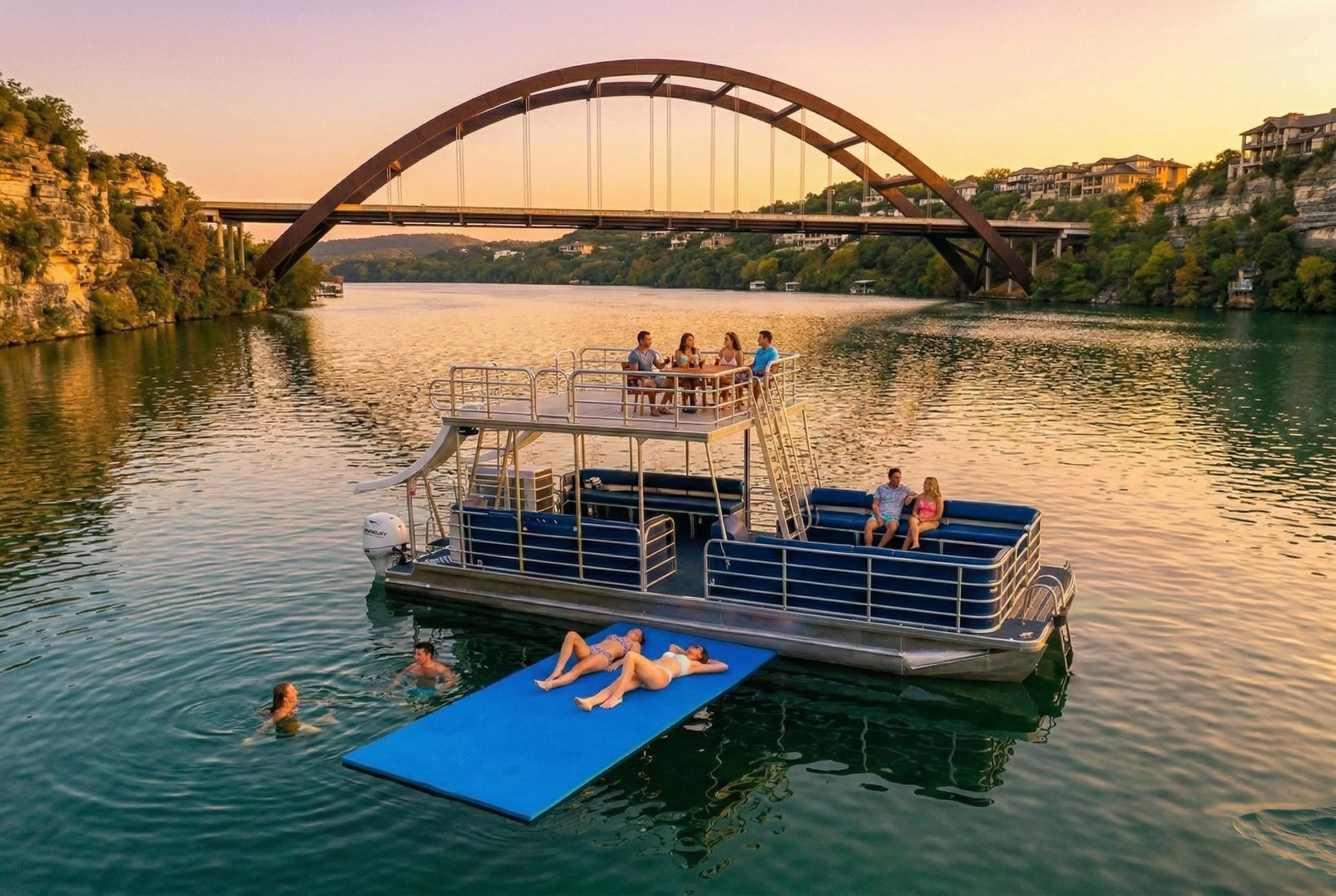 lake-austin-party-boat-double-decker-barge-2-slides-24-people photo 2