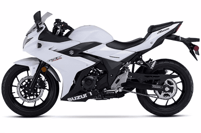 White sport motorcycle on studio background for rental