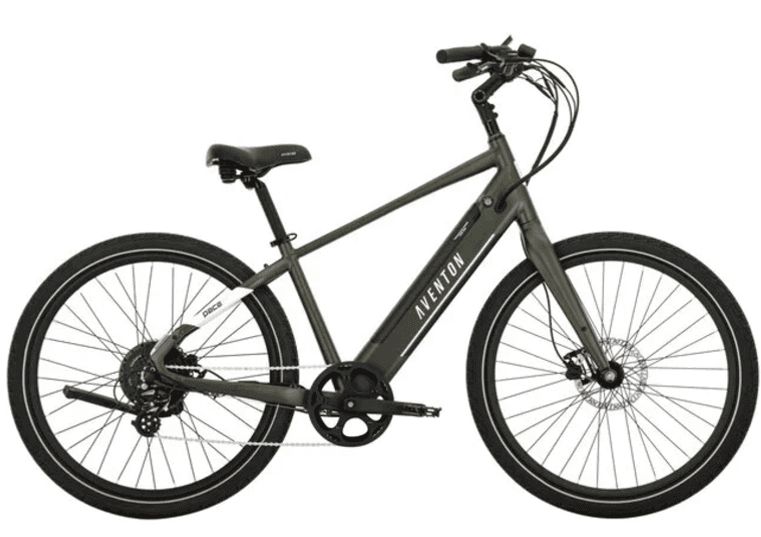 Olive green hybrid bike studio shot for trail fitness rides