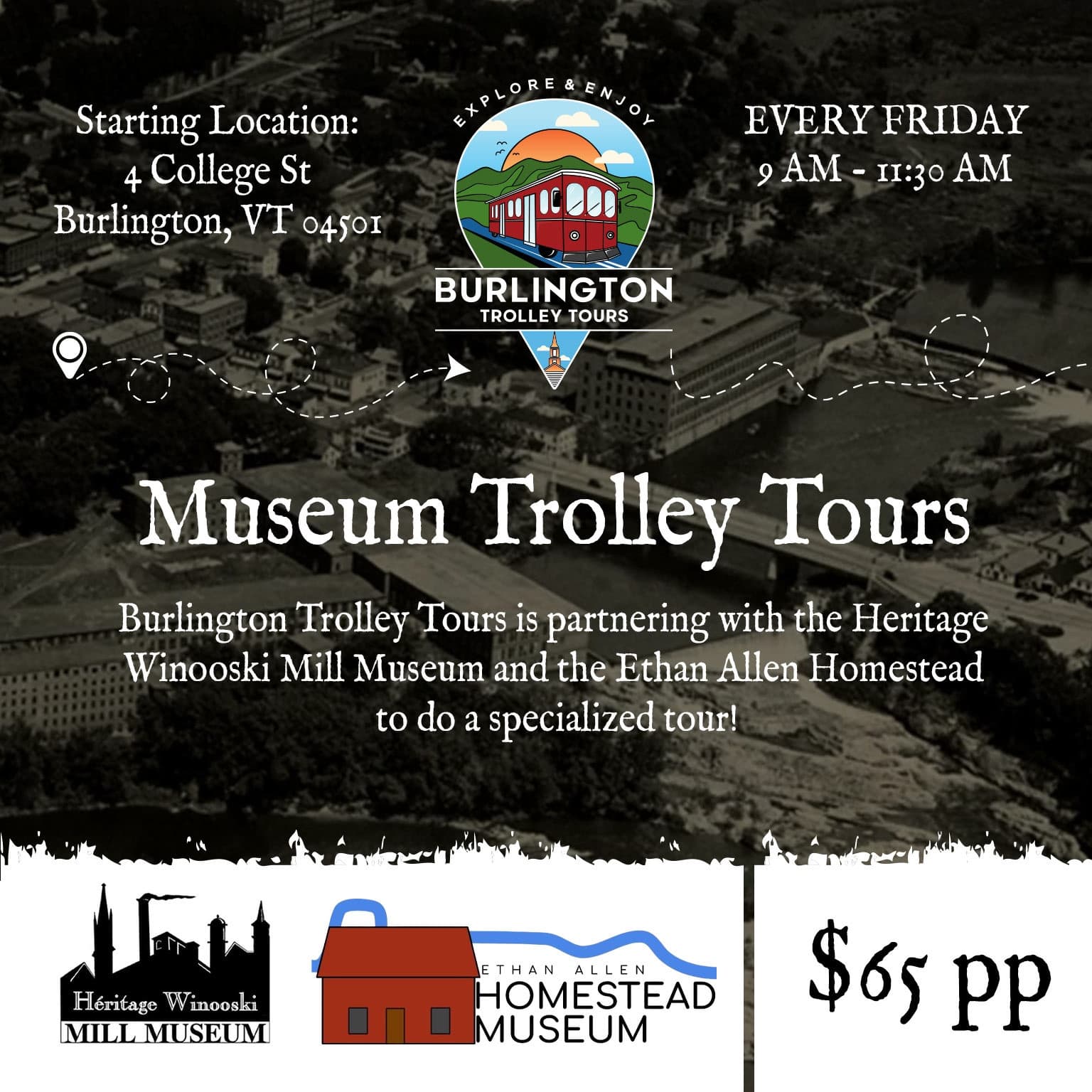 Historic Museum Trolley Tours with Burlington Trolley Tours