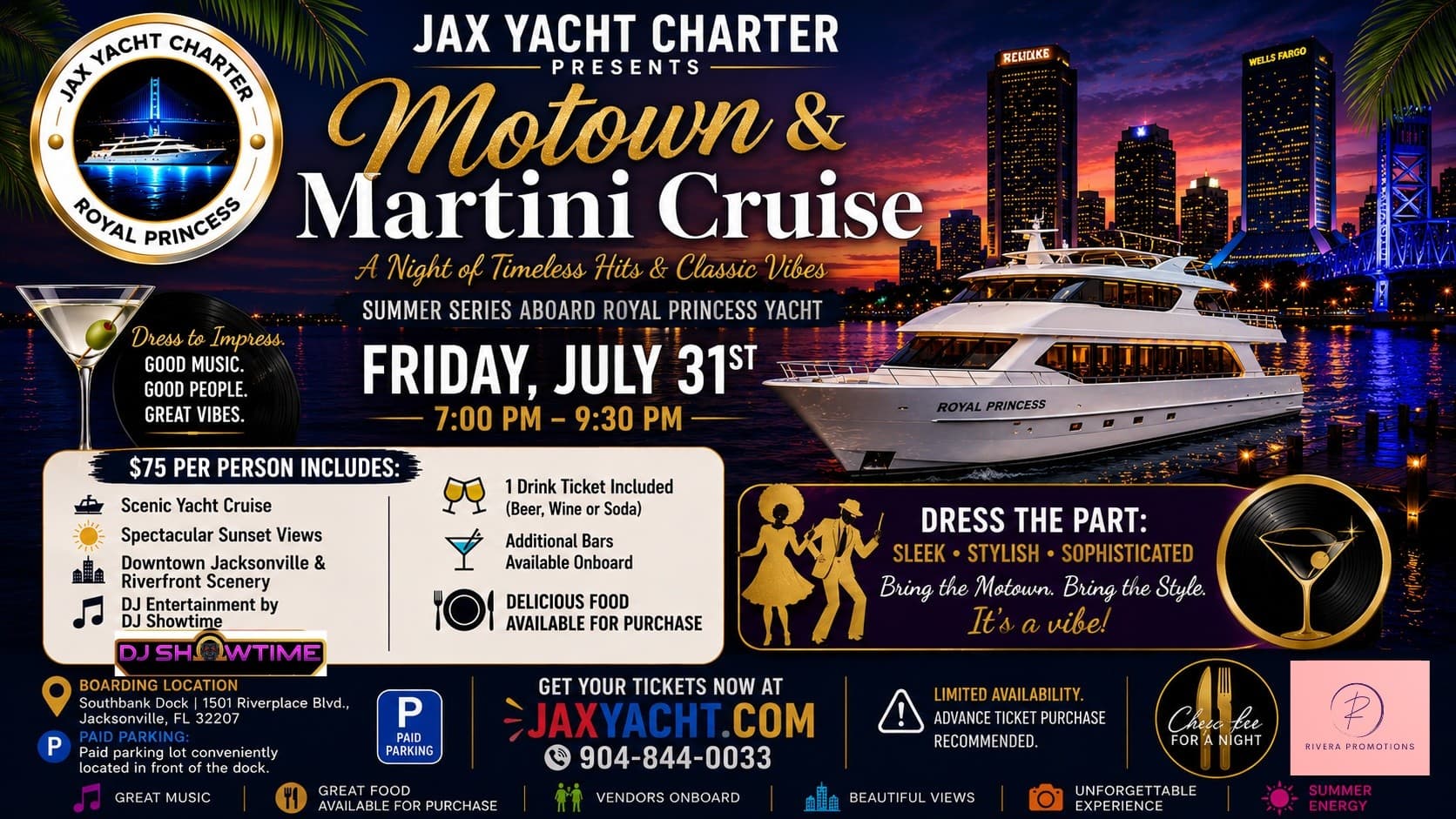 Motown & Martinis: Sunset Yacht Cruise on Jacksonville's St. Johns River photo 1