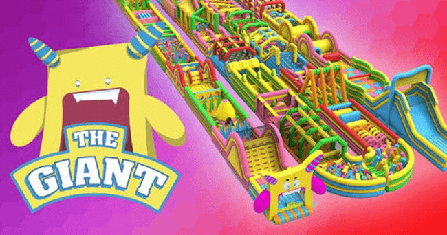 Giant outdoor inflatable obstacle course banner for festival
