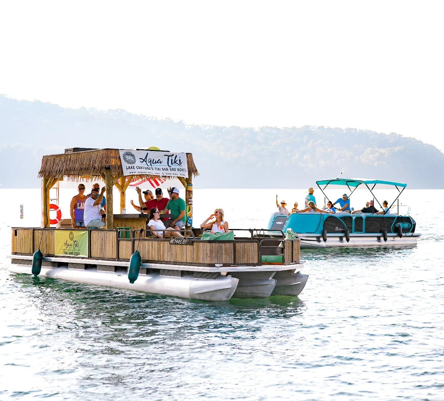 Private Tiki Boat Charter on Lake Chatuge: Hayesville's Floating Party Experience
