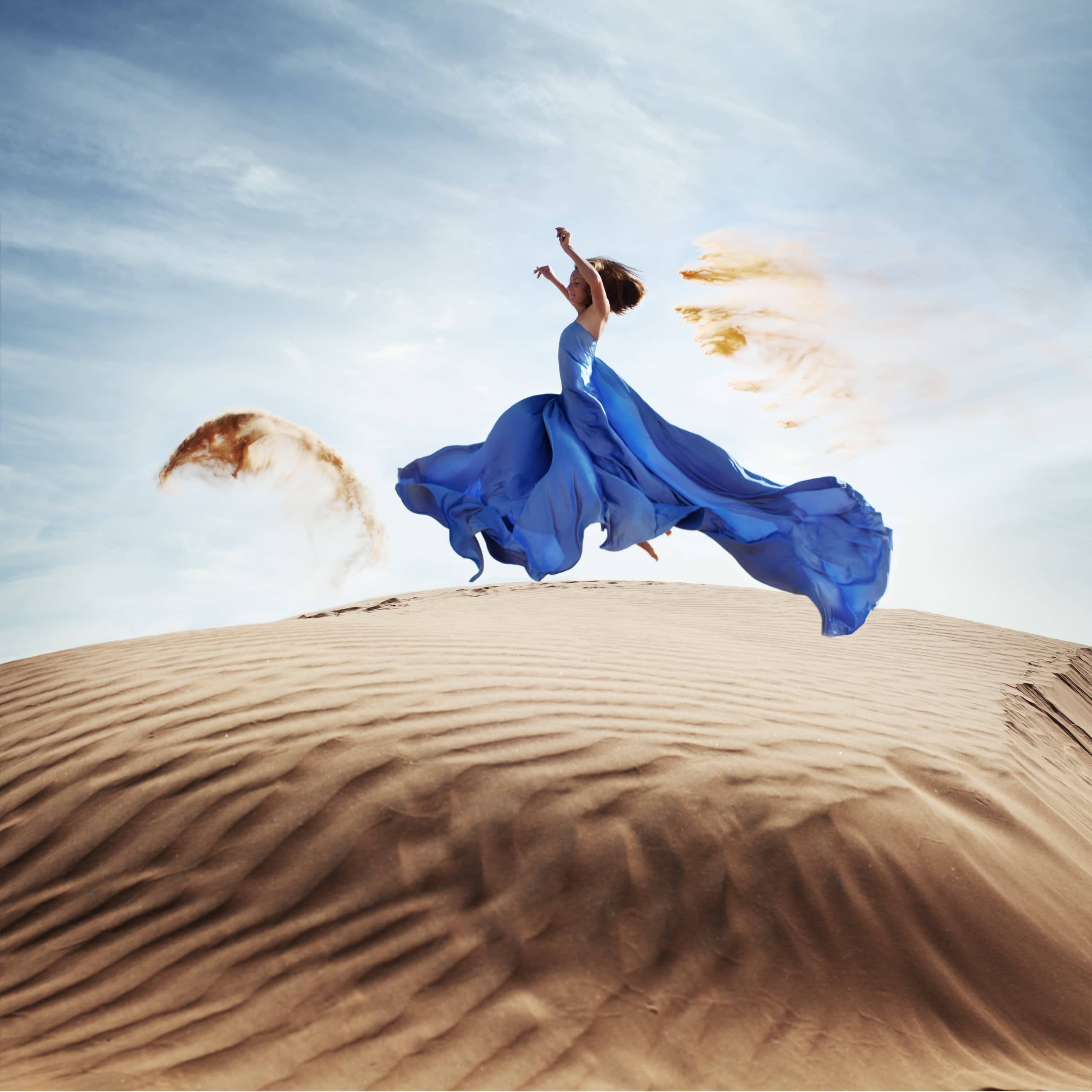 Flying Dress Photoshoot in Maspalomas — 30-Minute Dune & Beach Session, Gran Canaria