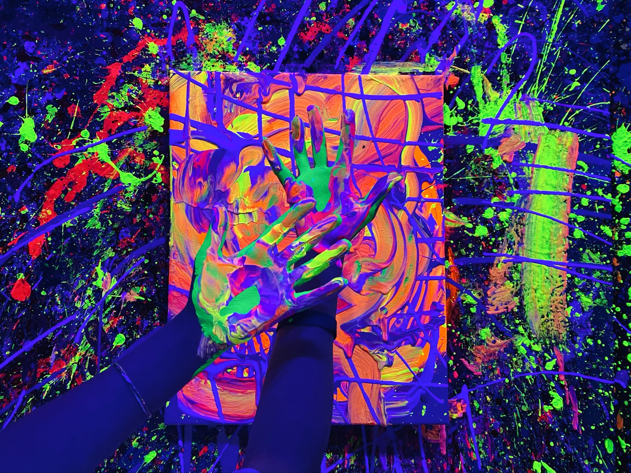 Glow Splatter Party Experience: Neon Blacklight Painting in Santa Monica