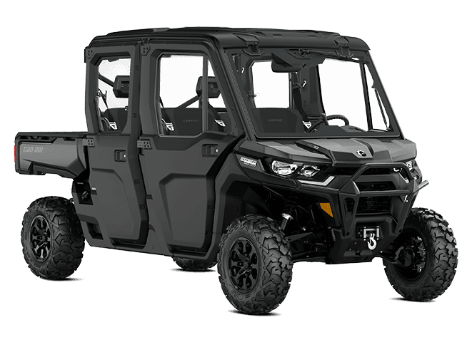 Black crew-cab utility UTV studio image for rugged expeditions