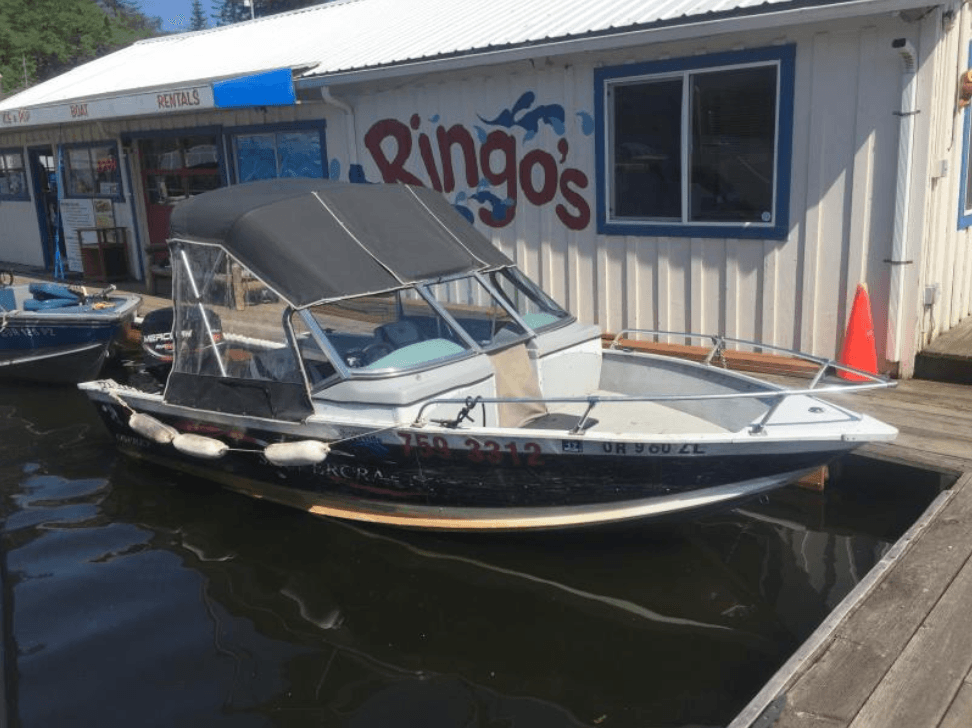 Explore Oregon Lakes with 16' Black Osprey Boat Rental