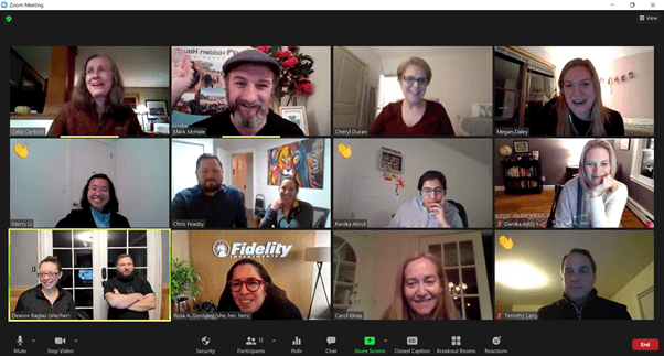 Virtual group video call with participants in home settings