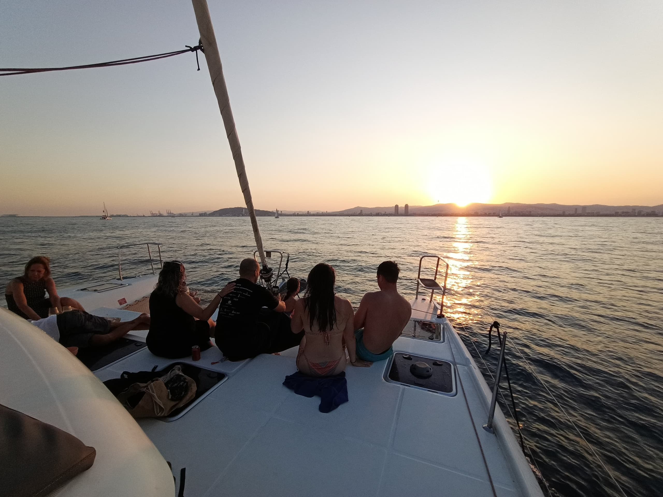 Golden-Hour Luxury: Sunset Catamaran Sail in Barcelona