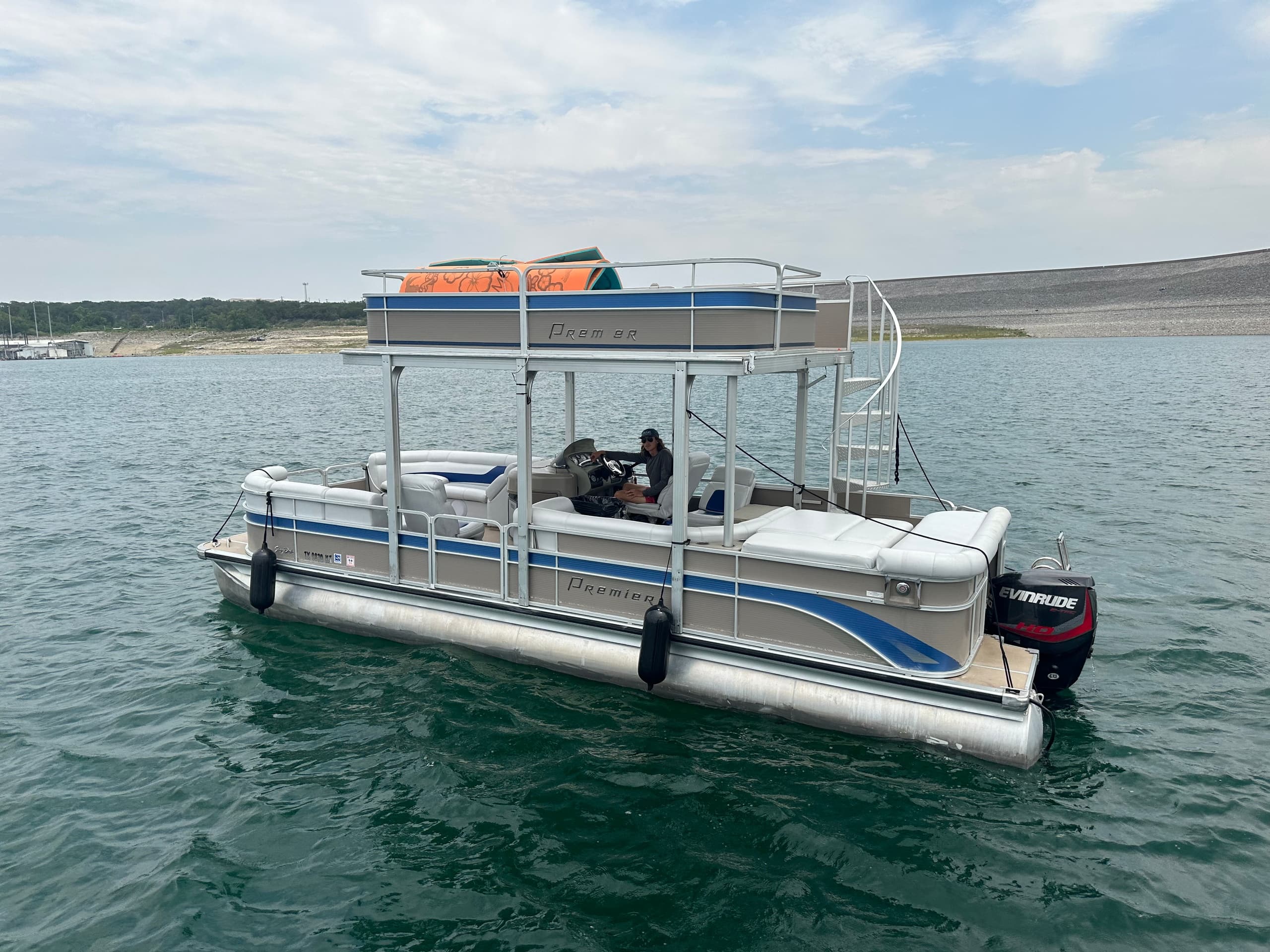Luxury Double Decker Tritoon Boat Rental on Lake Travis