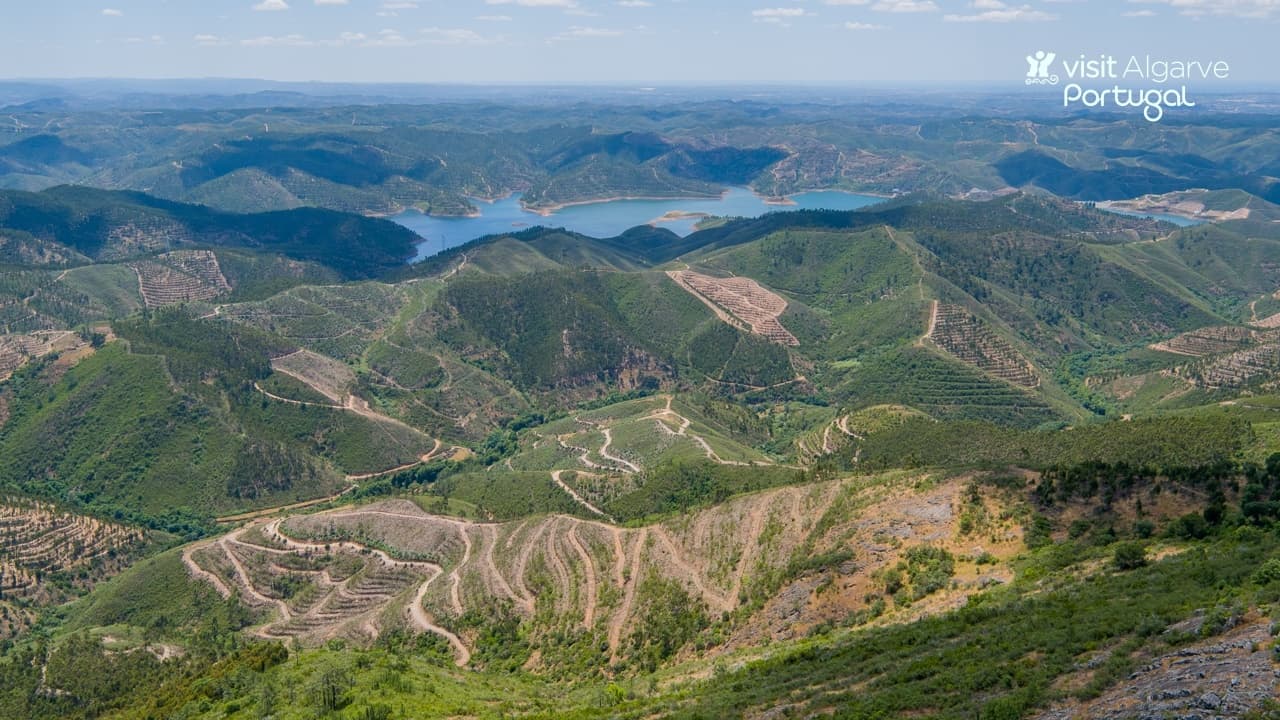 Panoramic green mountain ridges and valleys, scenic hiking vistas