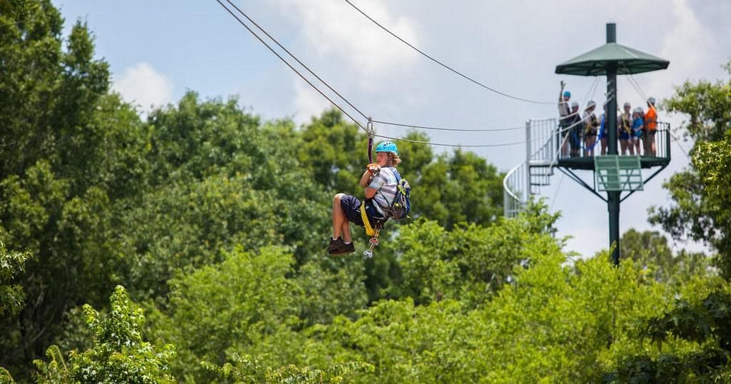 Zipline tour soaring over Puerto Rico tropical rainforest