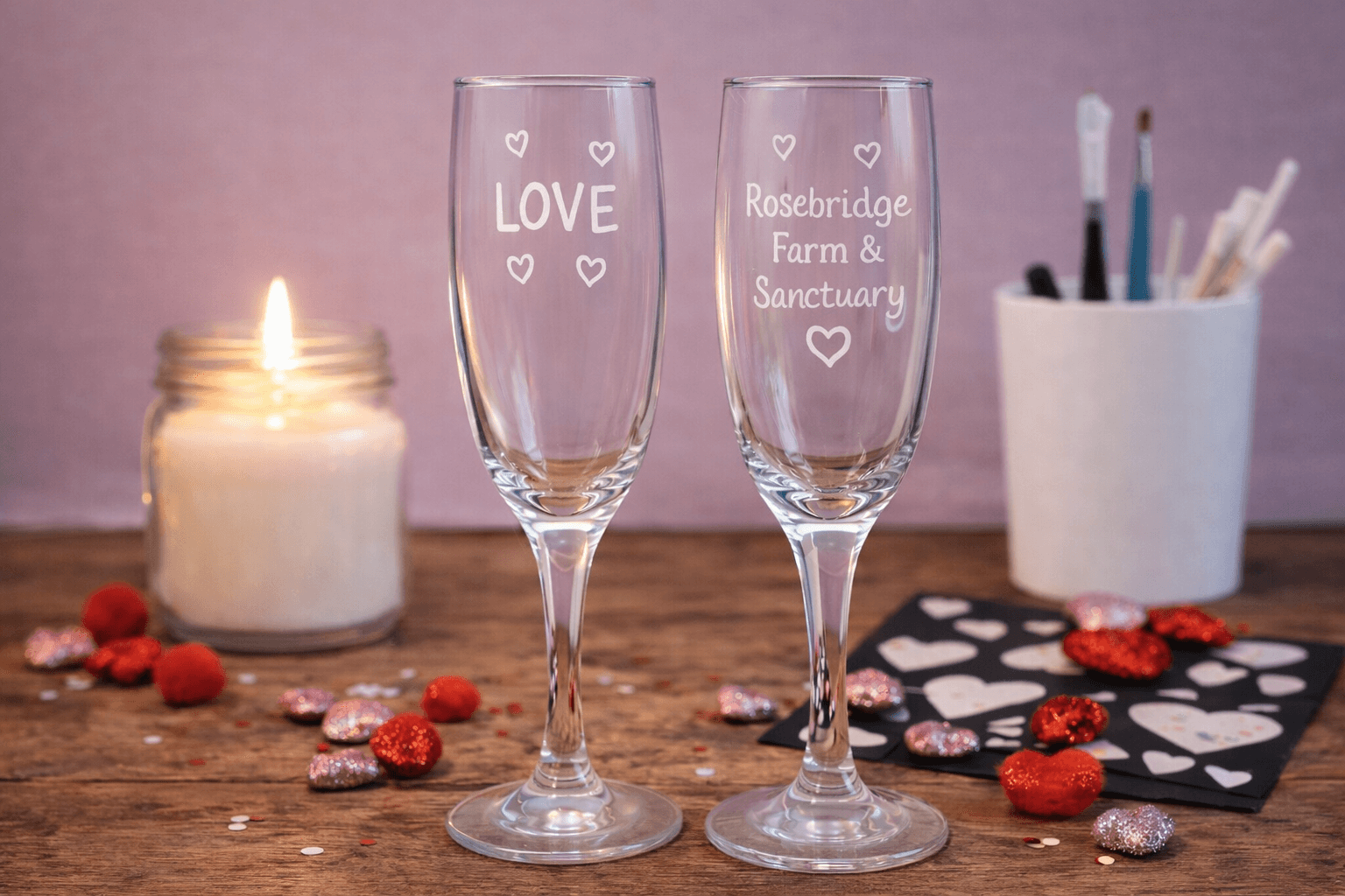 Champagne Glass Etching and Kitten Cuddles at Rosebridge Farm in Dresher
