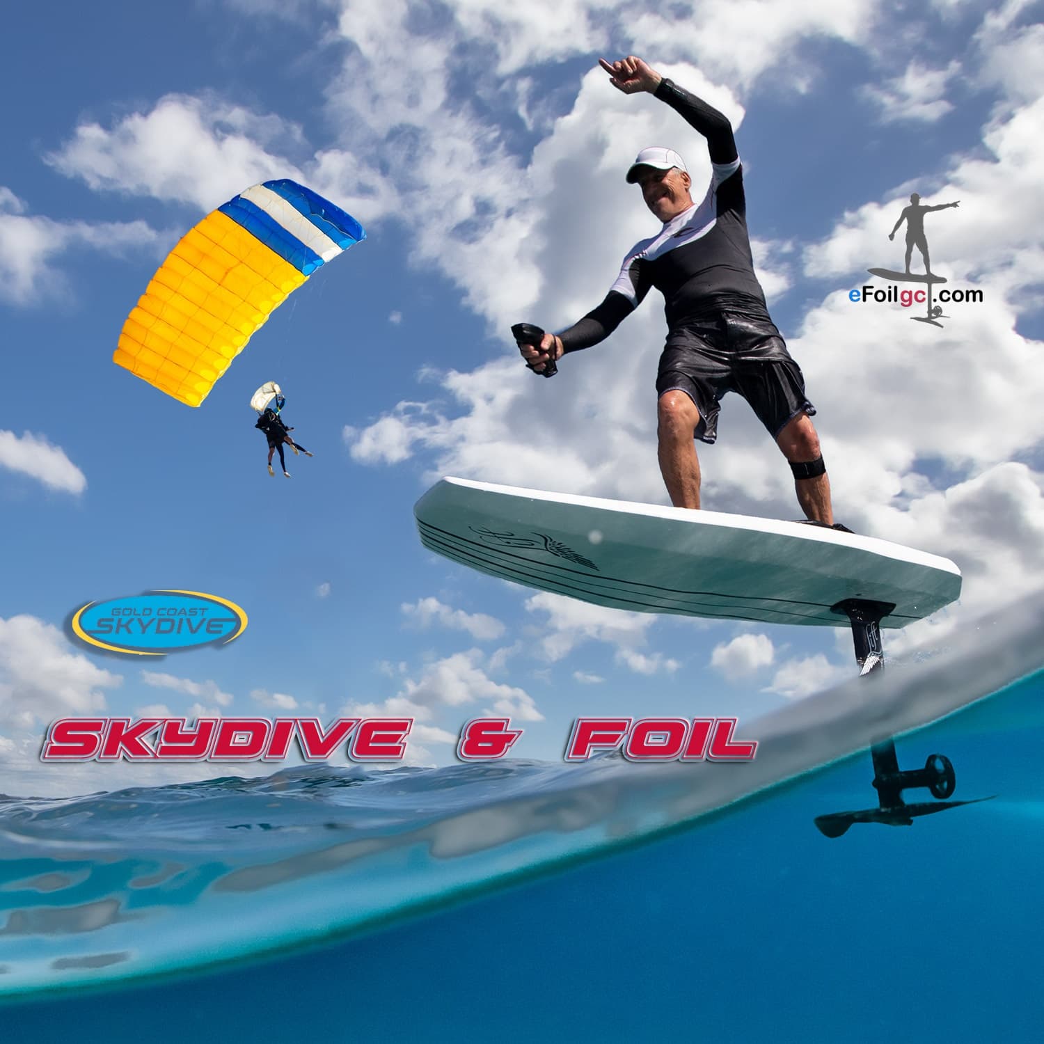 Experience the Thrill: Skydive and eFoil Adventure in Currumbin, Queensland