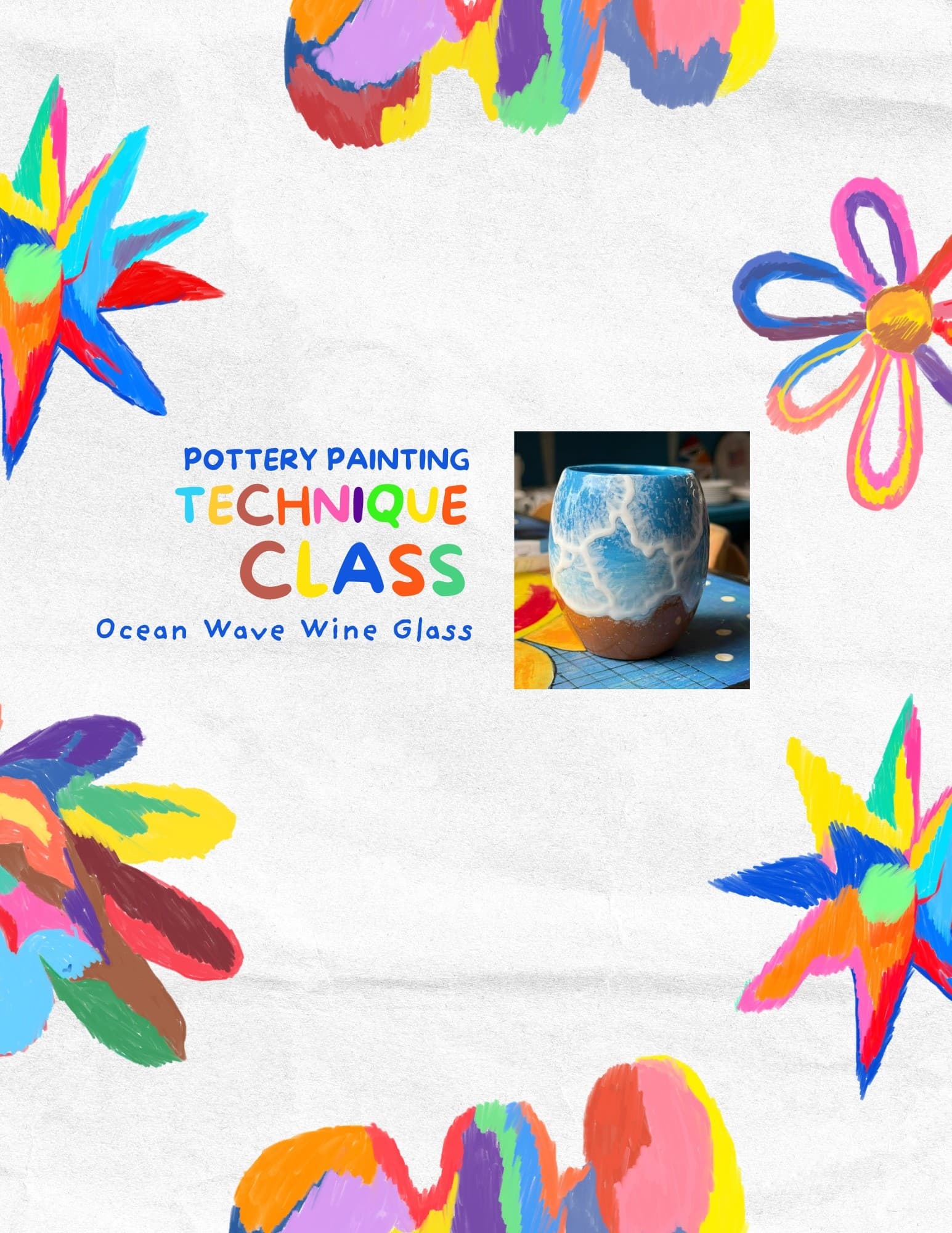 Paint Ocean Wave Wine Glasses in New Bern: Technique Class & Coastal Craft Experience