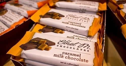 Ethel M caramel milk chocolate bars packaged for sale