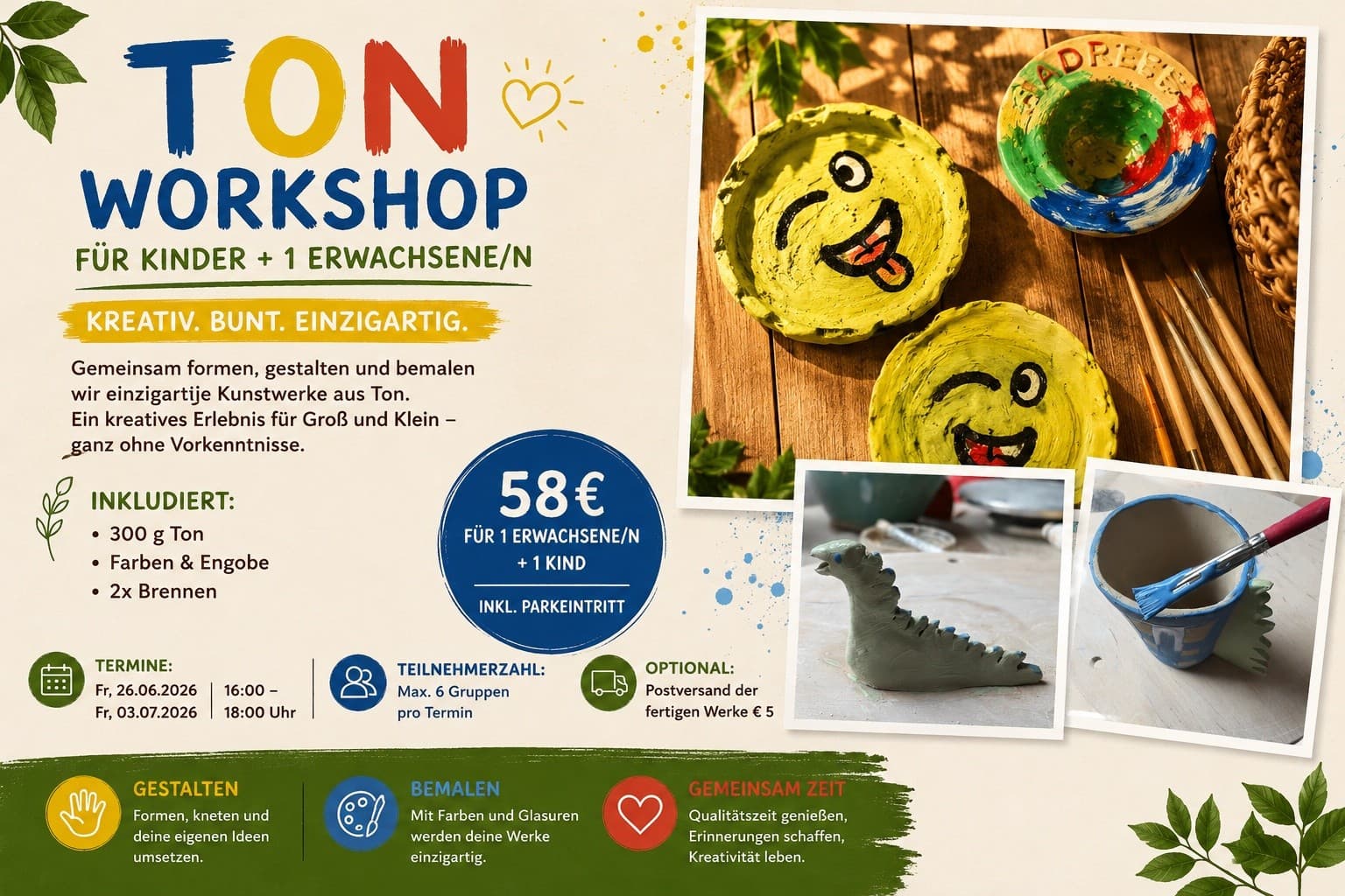 Family Clay Workshop in Tattendorf: Hands-On Pottery with Kiln-Fired Keepsakes