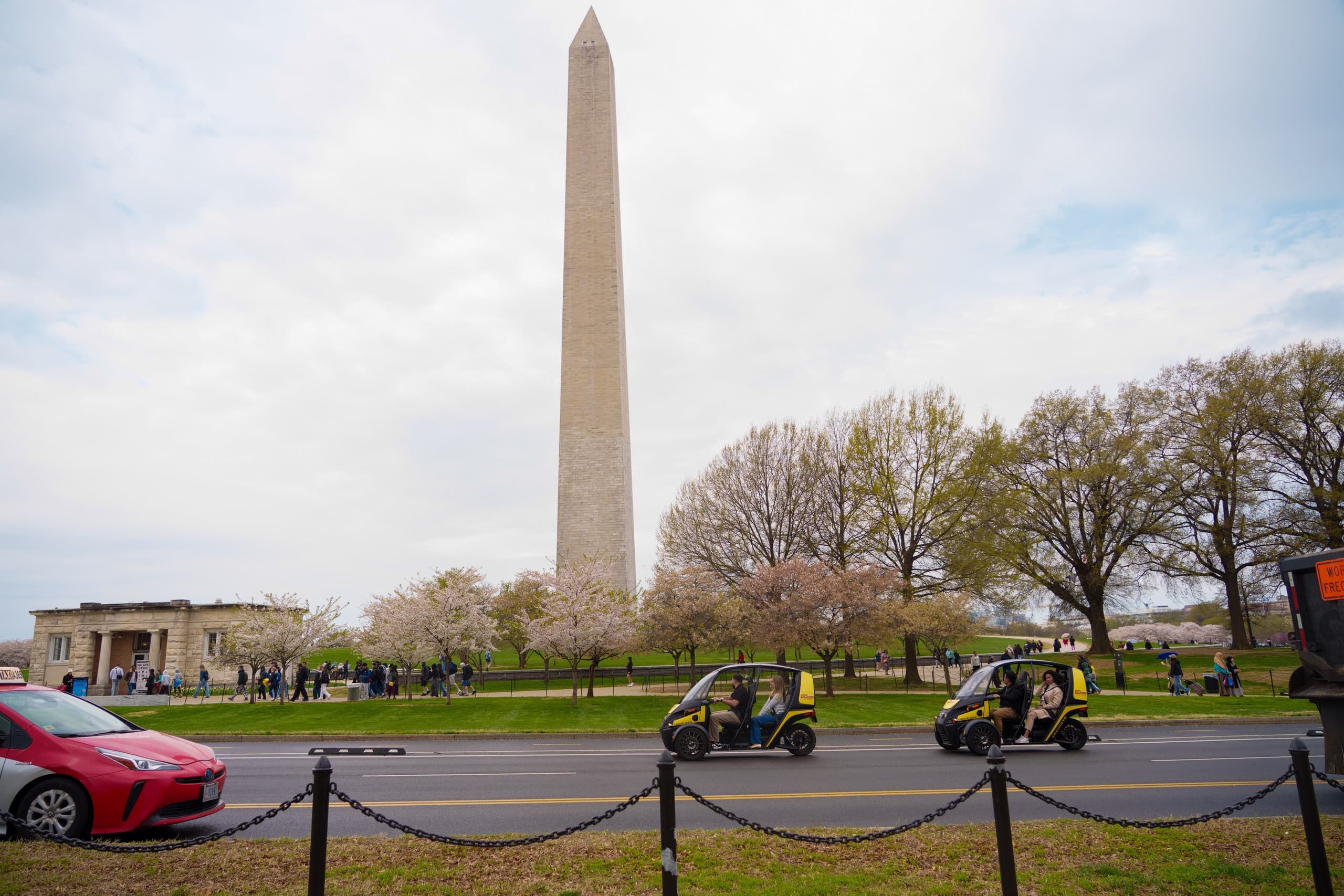 Gocart riders near Washington Monument on National Mall