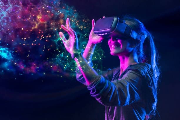 Immersive VR magic experience with colorful digital effects