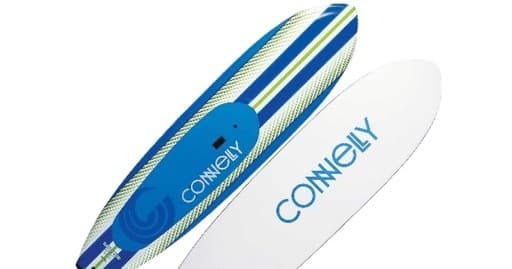 Wakesurf boards on a lake shore ready for wake riding