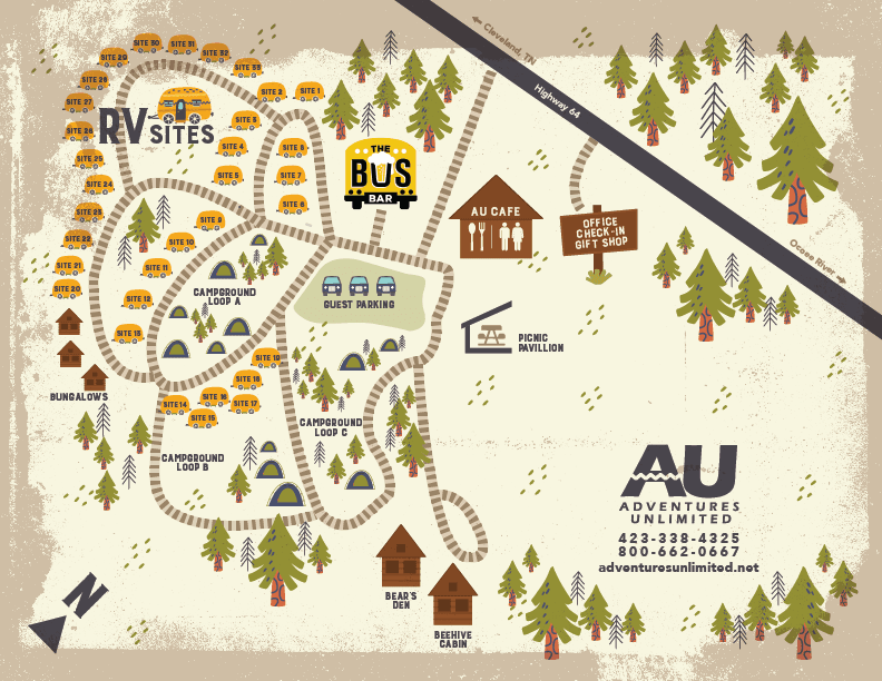 Camping & RV at Adventures Unlimited – Riverside Tranquility