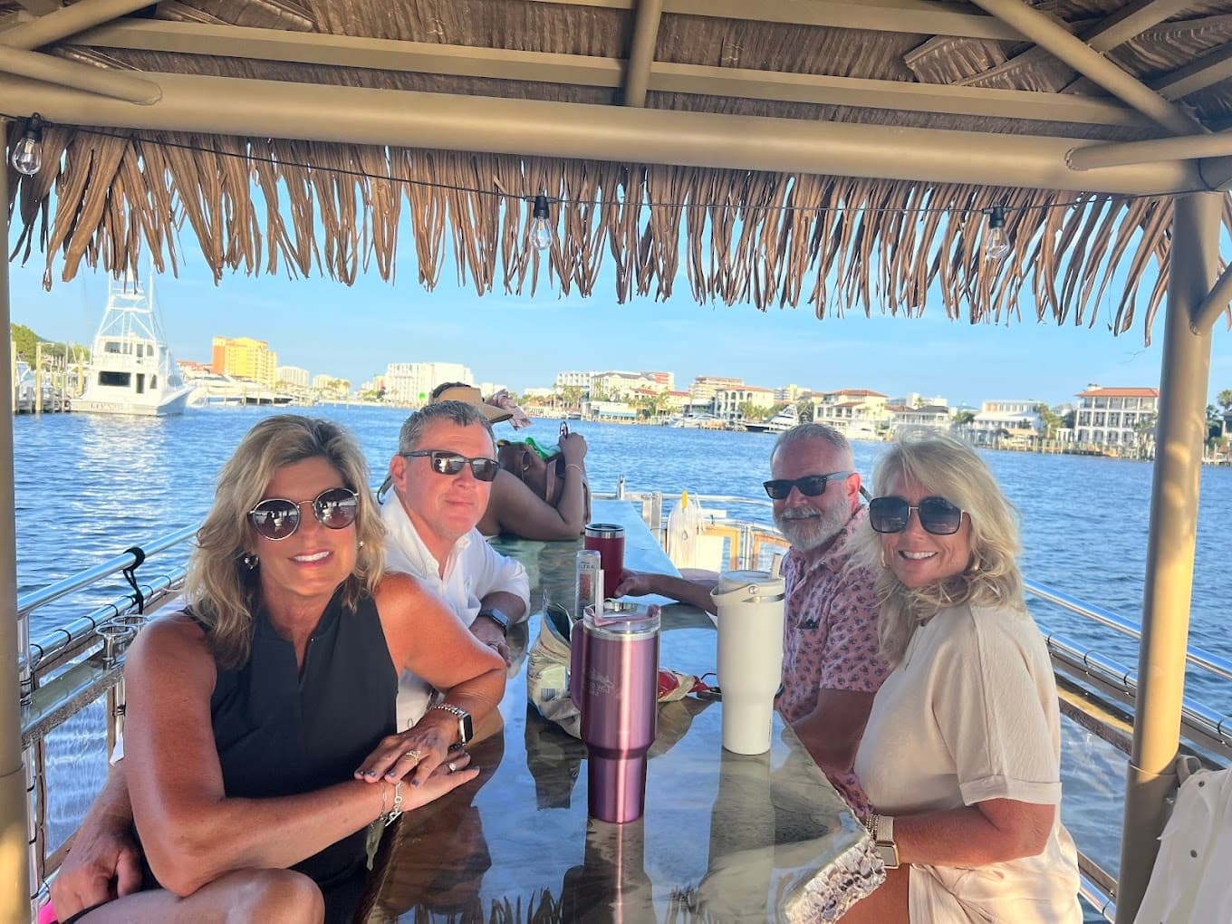 Vibrant sunset over calm Gulf waters during private yacht cruise