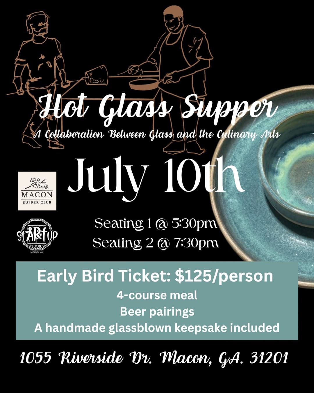 Hot Glass Supper: Live Glassblowing Dinner at stARTup Studios in Macon