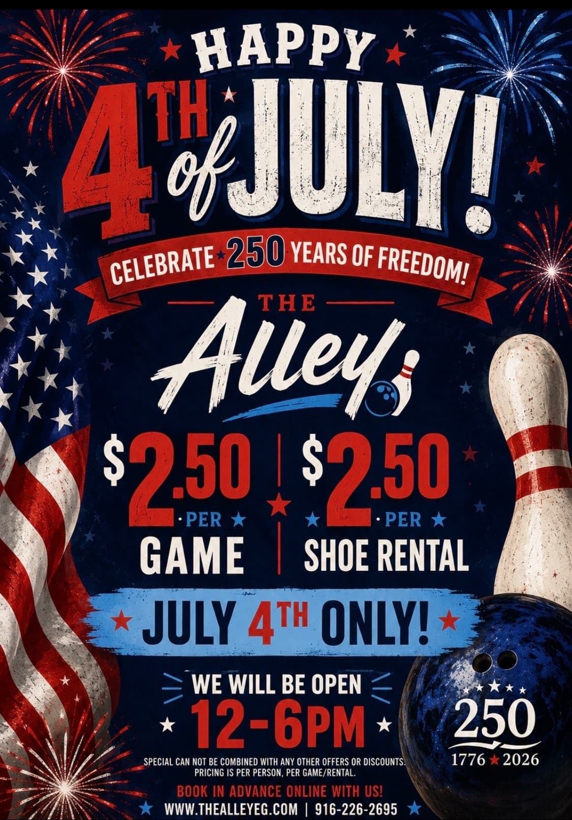 Elk Grove's The Alley July 4th $2.50 Bowling Special