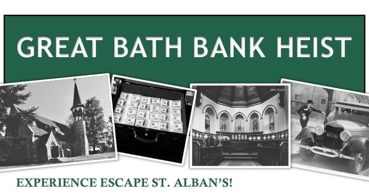 Escape room bank heist experience at St. Alban's indoor venue