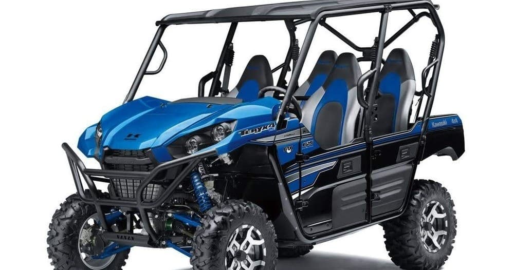 Blue side-by-side UTV studio product shot for off-road rentals