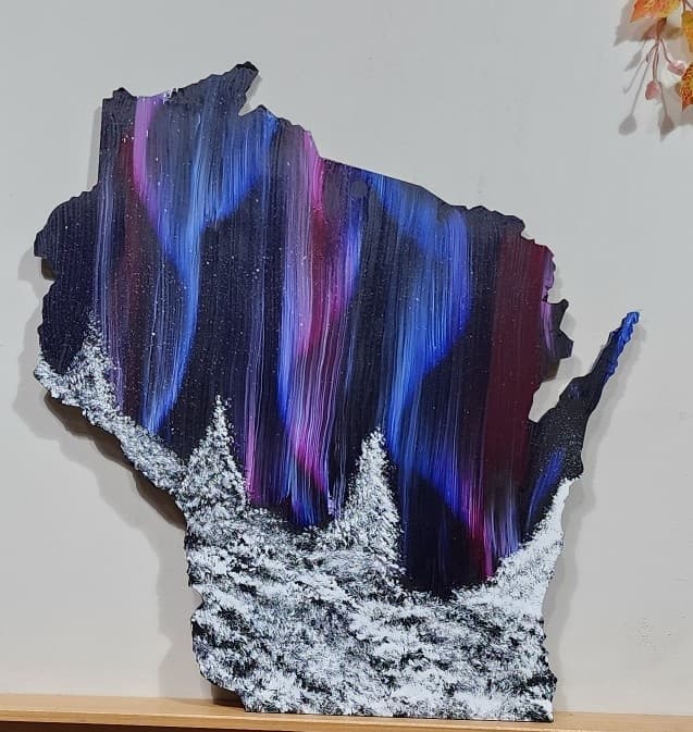 Paint the Northern Lights: State-Outline Stencil Canvas Workshop in Woodbury, MN