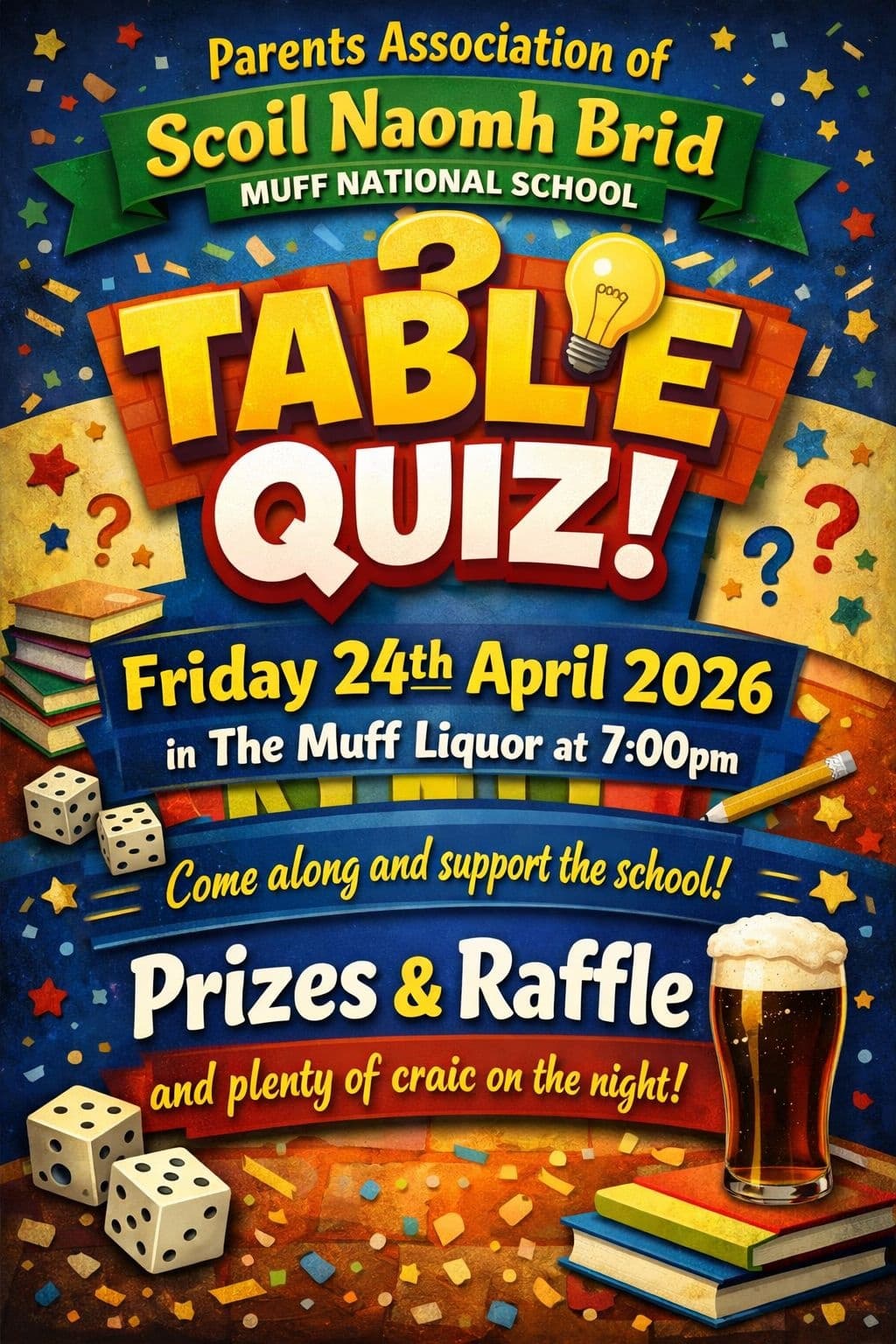 Muff National School Table Quiz: An Evening of Community Trivia in County Donegal