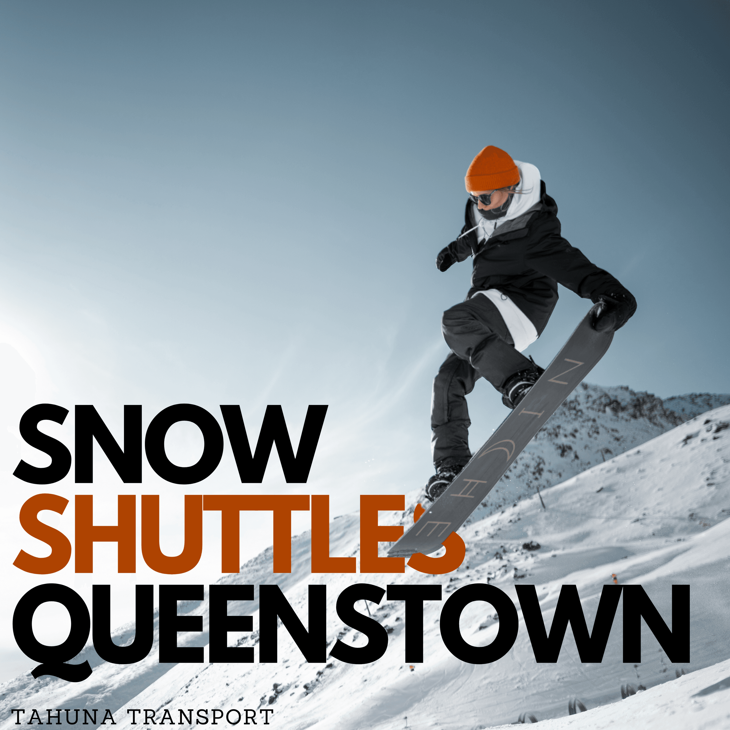 Snowboarder jumping on snowy slopes near Queenstown, adrenaline action