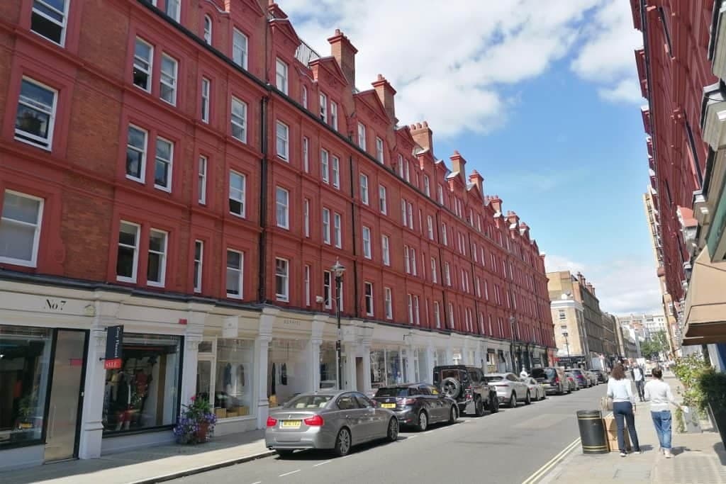 Historic red-brick high street in London ideal for guided walking tours
