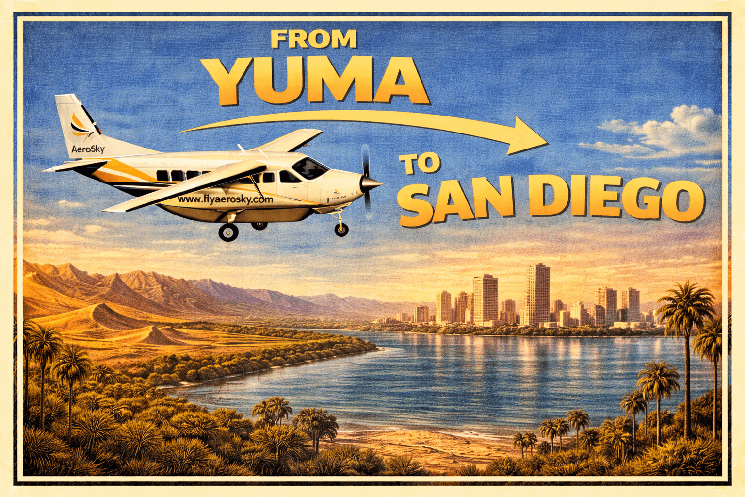Skip the Lines: Aerosky Private Flight from Yuma to San Diego in 1 Hour photo 1