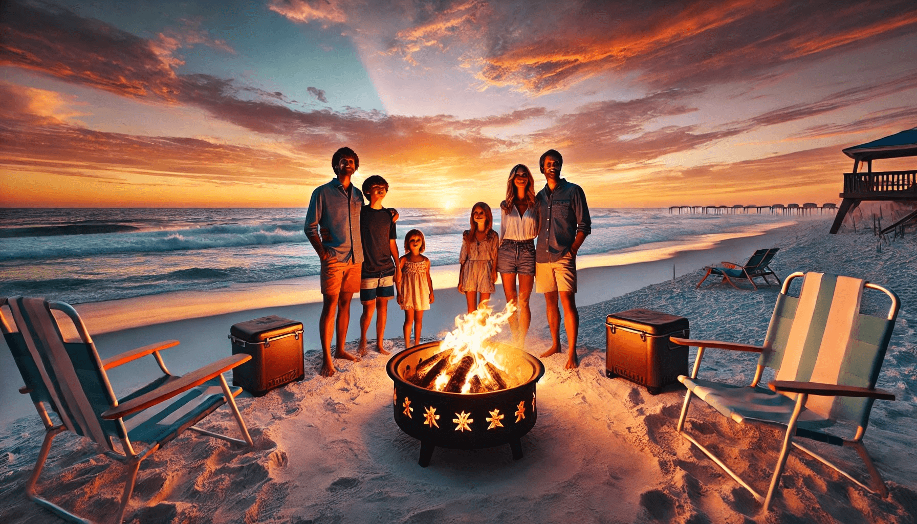 Beach Bonfire Experience with 30a Beachy Buggy Cart Rentals in Santa Rosa Beach