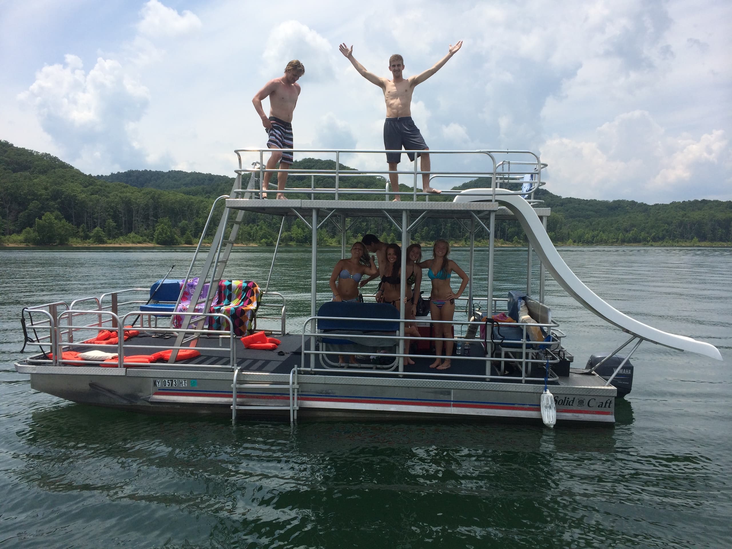 Double Deck Pontoon with Slide on Cave Run Lake, Kentucky