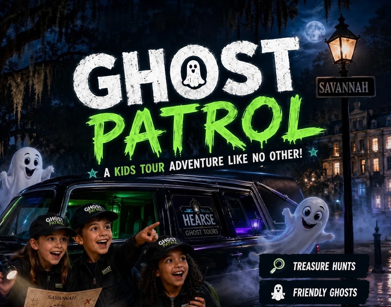 Ghost Patrol: Savannah Kids Hearse Tour Through Historic Streets