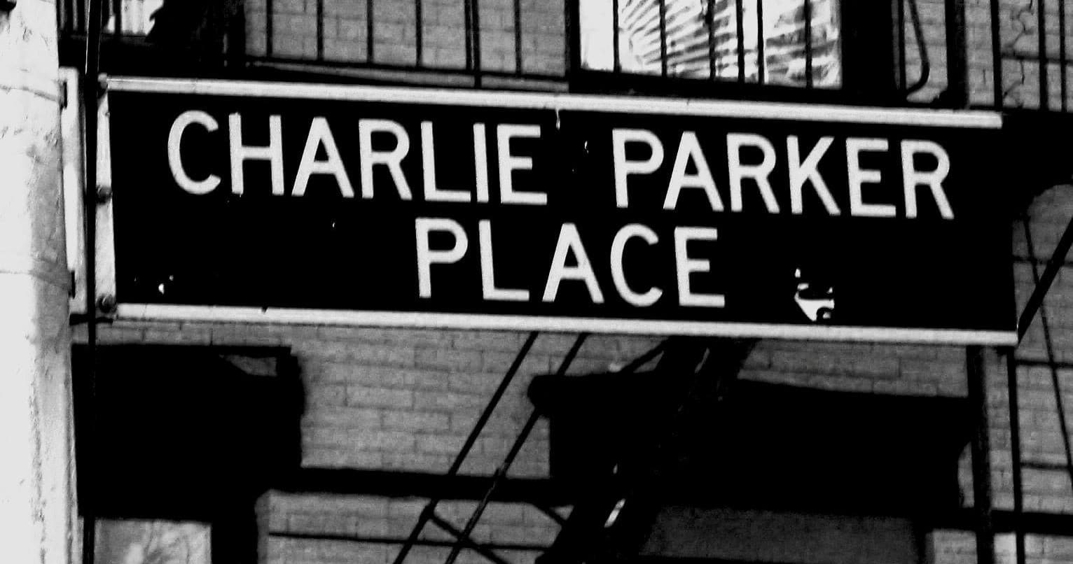 Charlie Parker Place jazz landmark street sign in NYC