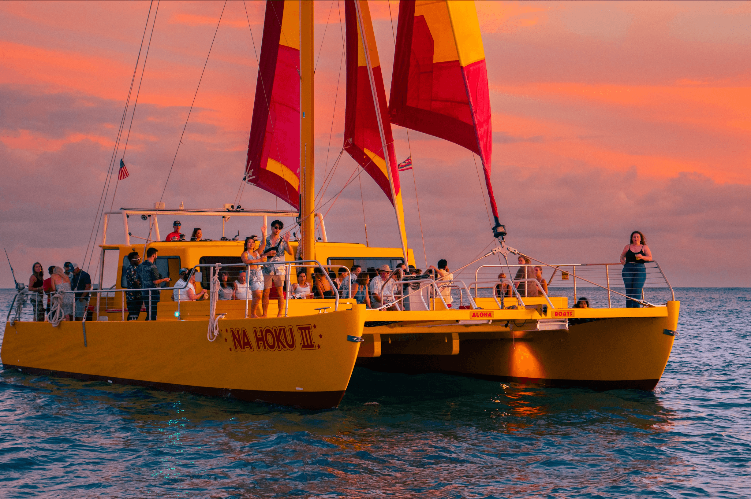 Sunset Party Aboard Na Hoku 3: Waikiki's 90-Minute Evening Sail