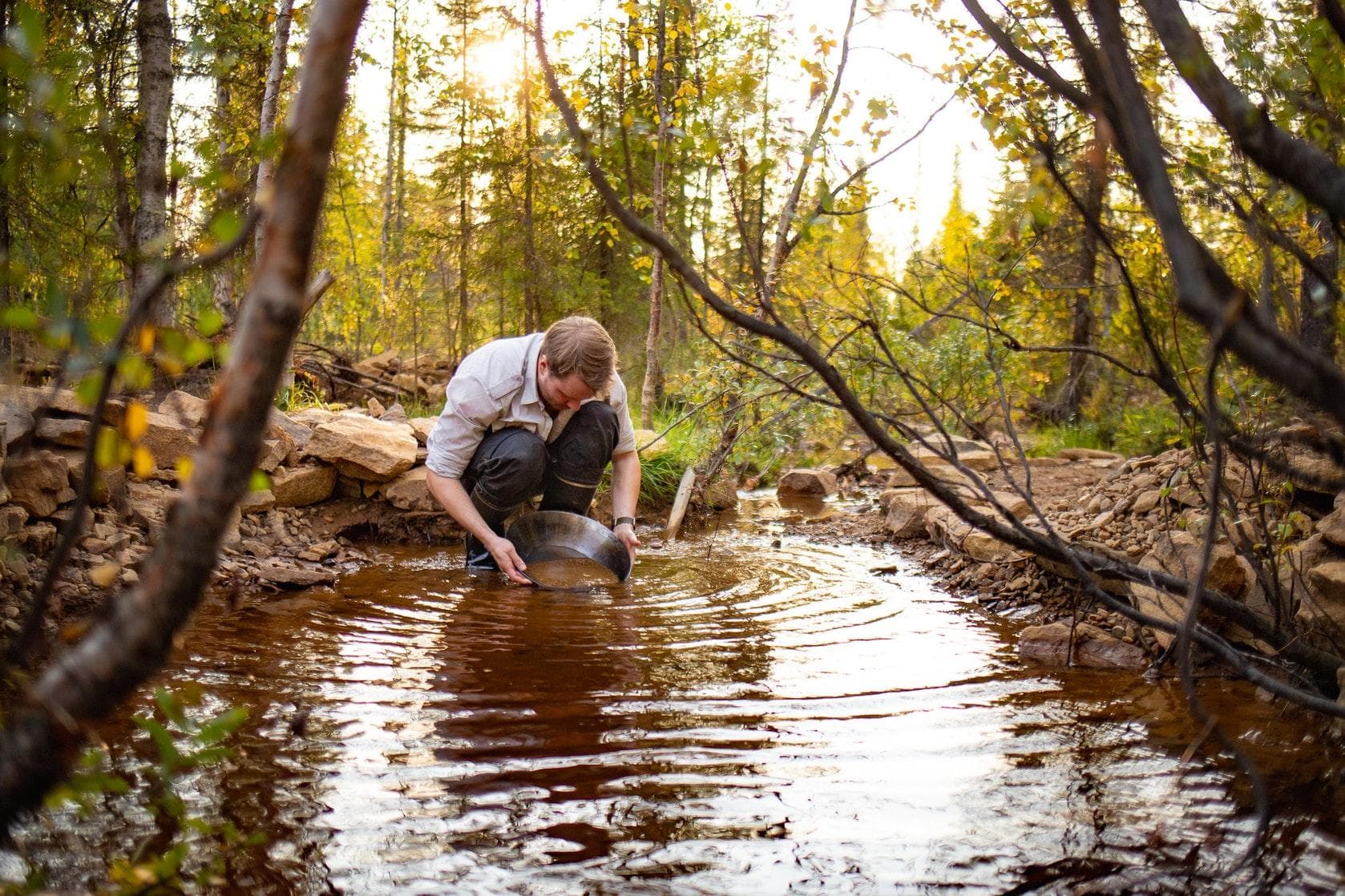 Gold Panning & Scenic Hike at Wilderness Hotel Muotka in Lapland