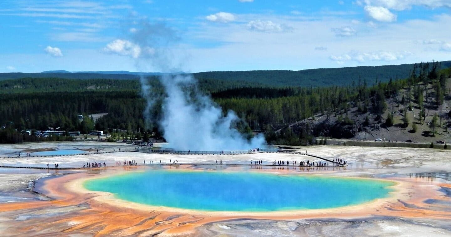 Colorful Grand Prismatic Spring geothermal pool, Yellowstone
