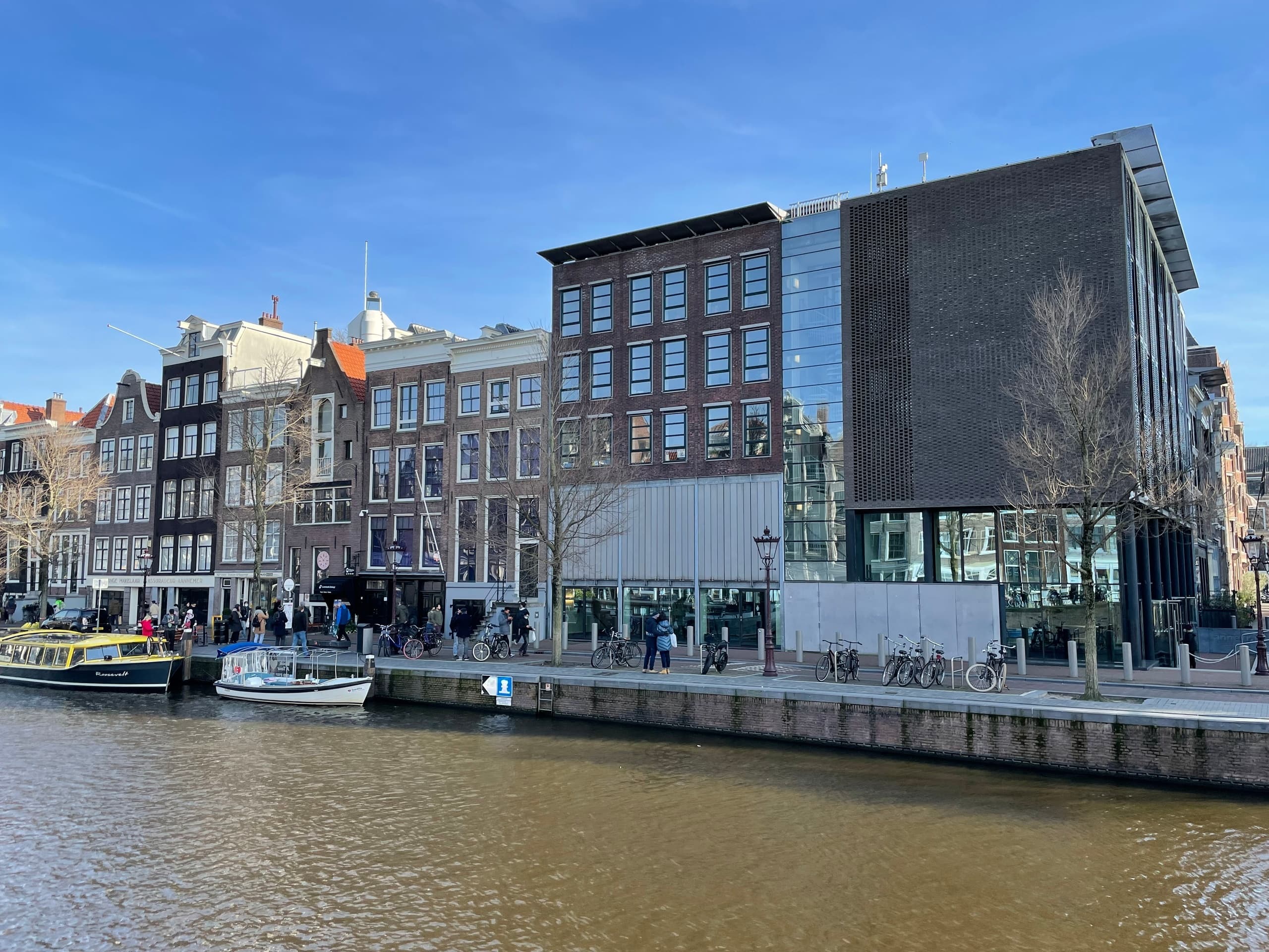 Rijksmuseum waterfront and museum facades along Amsterdam canal