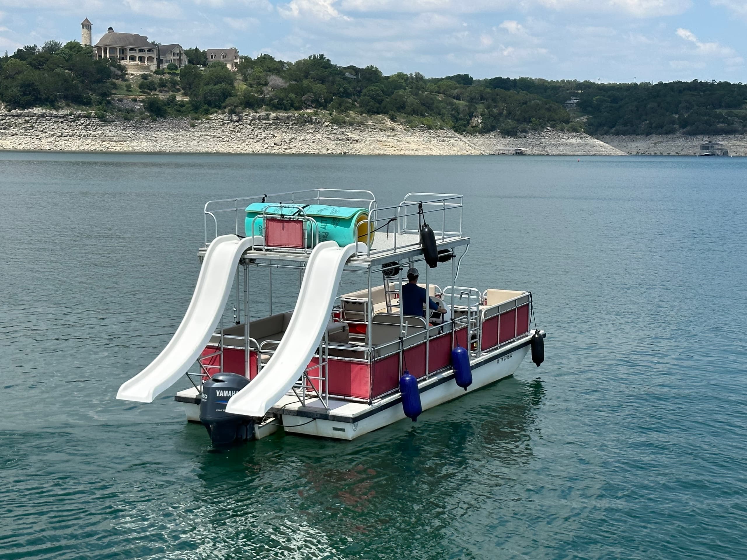 Red Rocket Double Decker Party Boat on Lake Travis